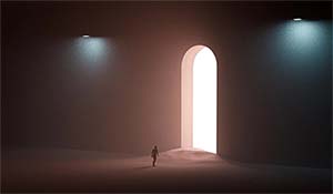 Big door with light shining in