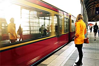 Woman at train