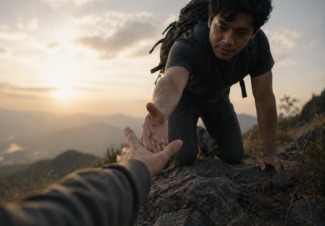 Man Climbing a Mountain