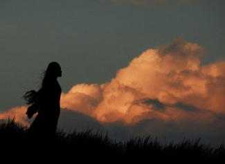Woman Sky and Clouds